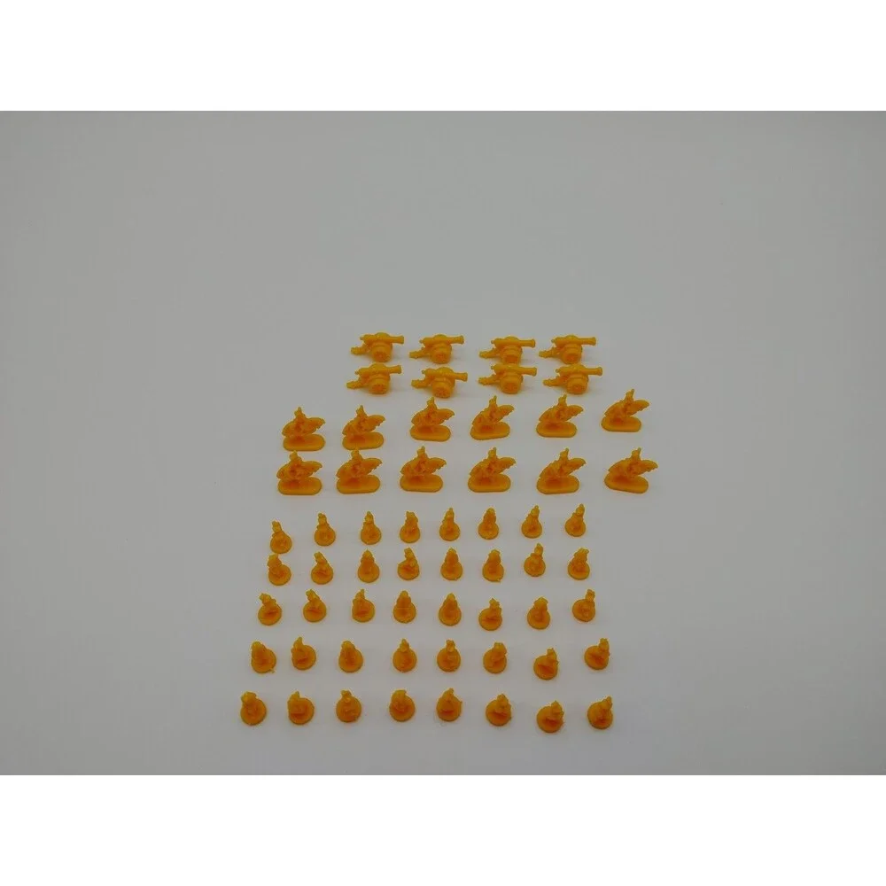 1993 Risk Board Game Yellow Army Pieces Set Mini Soldiers Tanks Cannons 60 Total